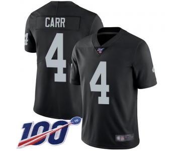 Raiders #4 Derek Carr Black Team Color Men's Stitched Football 100th Season Vapor Limited Jersey