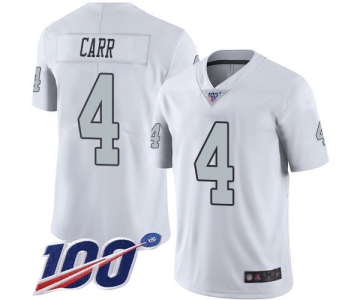 Raiders #4 Derek Carr White Men's Stitched Football Limited Rush 100th Season Jersey