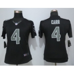 Women's Oakland Raiders #4 Derek Carr Black Impact NFL Nike Limited Jersey