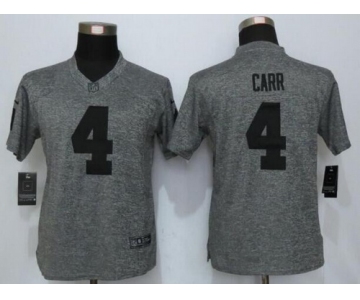 Women's Oakland Raiders #4 Derek Carr Gray Gridiron Nike NFL Limited Jersey