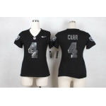 Women's Oakland Raiders #4 Derek Carr Nike Handwork Sequin Lettering Fashion Black Jersey