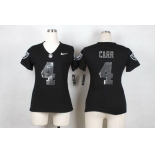 Women's Oakland Raiders #4 Derek Carr Nike Handwork Sequin Lettering Fashion Black Jersey