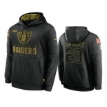 Men's Las Vegas Raiders #28 Josh Jacobs Black 2020 Salute To Service Sideline Performance Pullover Hoodie