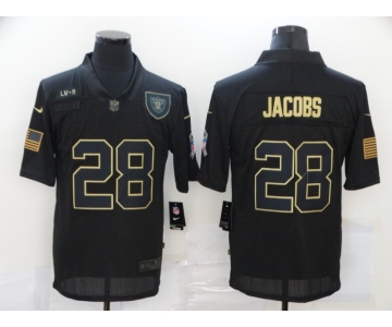 Men's Las Vegas Raiders #28 Josh Jacobs Black 2020 Salute To Service Stitched NFL Nike Limited Jersey