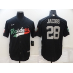 Men's Las Vegas Raiders #28 Josh Jacobs Black Mexico Stitched MLB Cool Base Nike Baseball Jersey