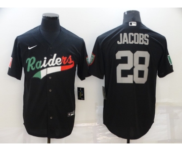 Men's Las Vegas Raiders #28 Josh Jacobs Black Mexico Stitched MLB Cool Base Nike Baseball Jersey
