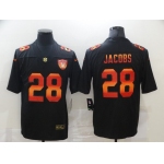 Men's Las Vegas Raiders #28 Josh Jacobs Black Red Orange Stripe Vapor Limited Nike NFL Jersey