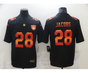 Men's Las Vegas Raiders #28 Josh Jacobs Black Red Orange Stripe Vapor Limited Nike NFL Jersey