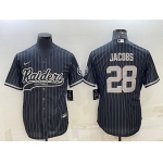 Men's Las Vegas Raiders #28 Josh Jacobs Black With Patch Cool Base Stitched Baseball Jersey