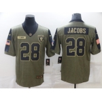 Men's Las Vegas Raiders #28 Josh Jacobs Nike Olive 2021 Salute To Service Limited Player Jersey