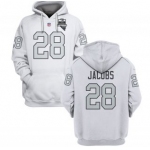 Men's Las Vegas Raiders #28 Josh Jacobs White 2021 Inaugural Patch Pullover Hoodie