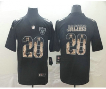 Men's Oakland Raiders #28 Josh Jacobs 2019 Black Statue Of Liberty Stitched NFL Nike Limited Jersey