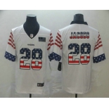 Men's Oakland Raiders #28 Josh Jacobs White Independence Day Stars & Stripes Jersey