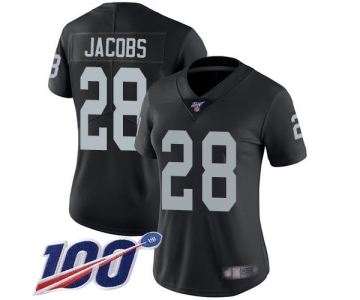 Nike Raiders #28 Josh Jacobs Black Team Color Women's Stitched NFL 100th Season Vapor Limited Jersey
