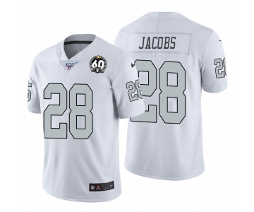 Nike Raiders #28 Josh Jacobs White 60th Anniversary Patch Men's Stitched NFL 100 Limited Color Rush Jersey