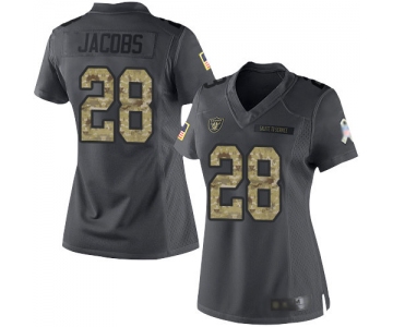 Raiders #28 Josh Jacobs Black Women's Stitched Football Limited 2016 Salute to Service Jersey