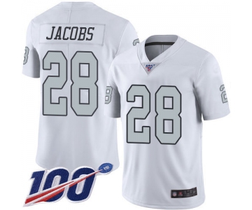 Raiders #28 Josh Jacobs White Men's Stitched Football Limited Rush 100th Season Jersey
