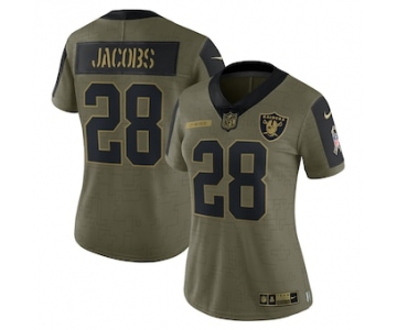 Women's Las Vegas Raiders #28 Josh Jacobs Nike Olive 2021 Salute To Service Limited Player Jersey