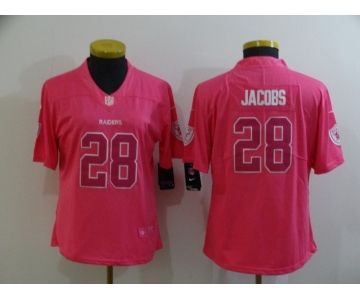 Women's Las Vegas Raiders #28 Josh Jacobs Pink Fashion 2017 Rush NFL Nike Limited Jersey