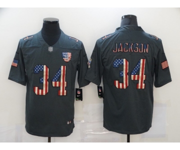 Men's Las Vegas Raiders #34 Bo Jackson 2019 Black Salute To Service USA Flag Fashion Limited Jersey