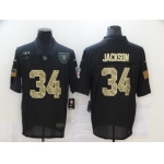 Men's Las Vegas Raiders #34 Bo Jackson Black Camo 2020 Salute To Service Stitched NFL Nike Limited Jersey
