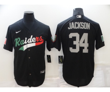 Men's Las Vegas Raiders #34 Bo Jackson Black Mexico Stitched MLB Cool Base Nike Baseball Jersey