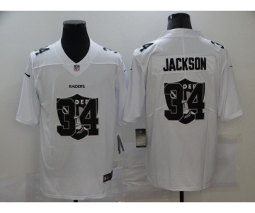 Men's Las Vegas Raiders #34 Bo Jackson White 2020 Shadow Logo Vapor Untouchable Stitched NFL Nike Limited Jersey