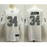 Men's Las Vegas Raiders #34 Bo Jackson White With Silver Vapor Untouchable Stitched NFL Nike Limited Jersey