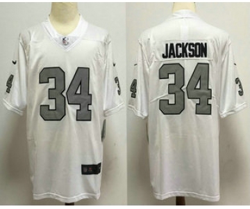 Men's Las Vegas Raiders #34 Bo Jackson White With Silver Vapor Untouchable Stitched NFL Nike Limited Jersey