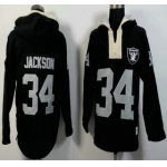 Men's Oakland Raiders #34 Bo Jackson Black Team Color 2015 NFL Hoody