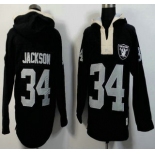 Men's Oakland Raiders #34 Bo Jackson Black Team Color 2015 NFL Hoody