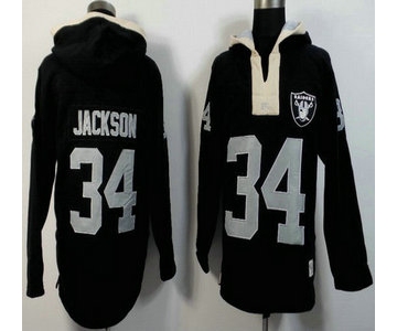 Men's Oakland Raiders #34 Bo Jackson Black Team Color 2015 NFL Hoody