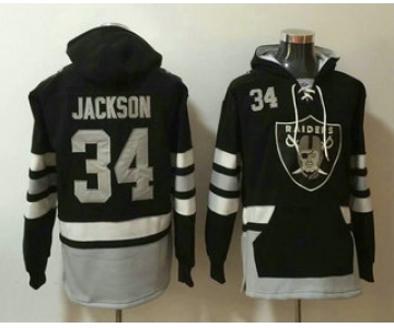 Men's Oakland Raiders #34 Bo Jackson NEW Black Pocket Stitched NFL Pullover Hoodie
