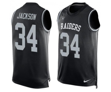 Men's Oakland Raiders #34 Bo Jackson Retired Player Black Nike Tank Top Printed NFL Limited Jersey