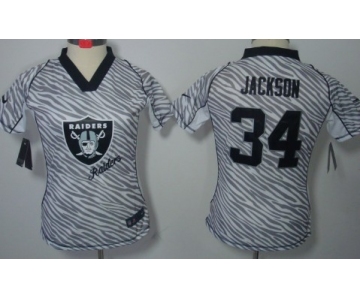 Nike Oakland Raiders #34 Bo Jackson 2012 Womens Zebra Fashion Jersey