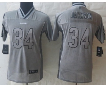 Nike Oakland Raiders #34 Bo Jackson 2013 Gray Vapor Kids Jersey