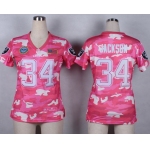 Nike Oakland Raiders #34 Bo Jackson 2014 Salute to Service Pink Camo Womens Jersey