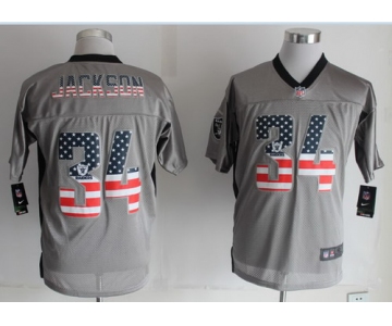 Nike Oakland Raiders #34 Bo Jackson 2014 USA Flag Fashion Gray Elite Jersey