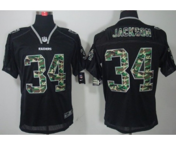 Nike Oakland Raiders #34 Bo Jackson Black With Camo Elite Jersey