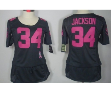 Nike Oakland Raiders #34 Bo Jackson Breast Cancer Awareness Gray Womens Jersey