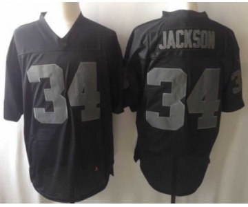 Nike Oakland Raiders #34 Bo Jackson Drenched Limited Black Jersey