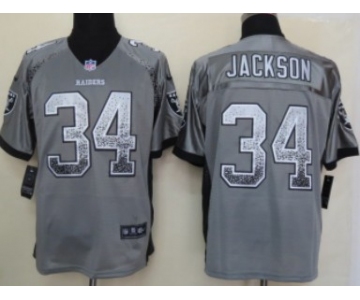 Nike Oakland Raiders #34 Bo Jackson Drift Fashion Gray Elite Jersey