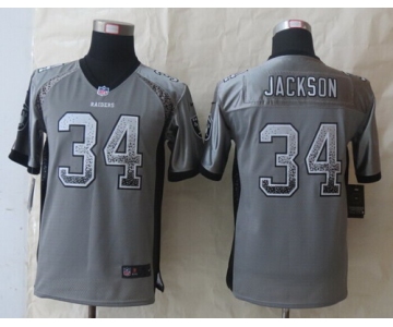 Nike Oakland Raiders #34 Bo Jackson Drift Fashion Gray Kids Jersey