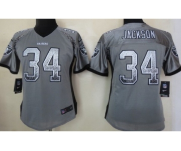 Nike Oakland Raiders #34 Bo Jackson Drift Fashion Gray Womens Jersey
