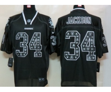 Nike Oakland Raiders #34 Bo Jackson Lights Out Black Ornamented Elite Jersey