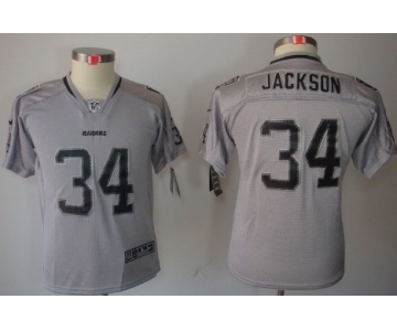 Nike Oakland Raiders #34 Bo Jackson Lights Out Gray Kids Jersey