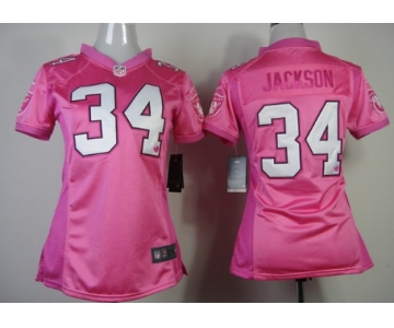 Nike Oakland Raiders #34 Bo Jackson Pink Love Womens Jersey