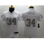 Nike Oakland Raiders #34 Bo Jackson Platinum White Limited Womens Jersey