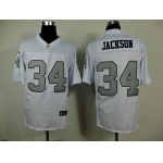 Nike Oakland Raiders #34 Bo Jackson White With Silvery Elite Jersey