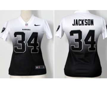 Nike Oakland Raiders #34 Bo Jackson White/Black Fadeaway Womens Jersey